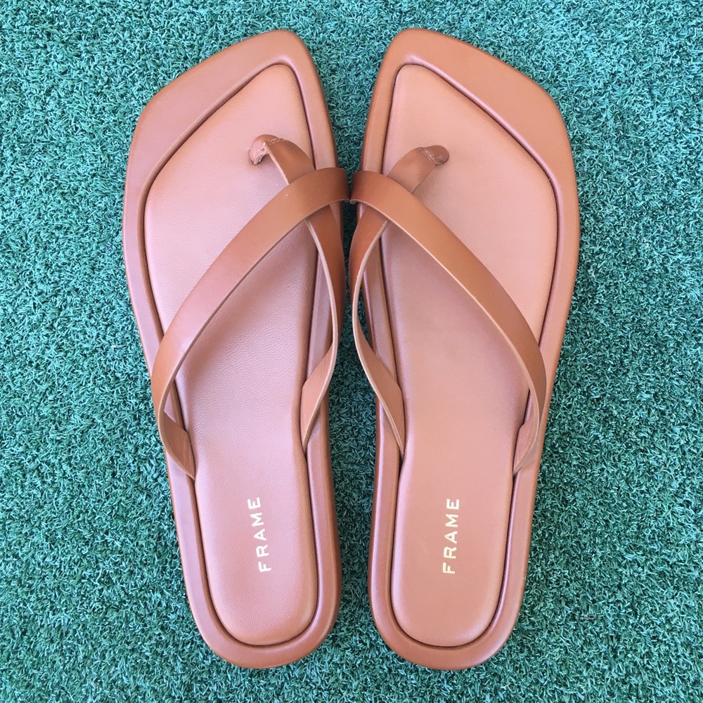 New Frame Denim Le Montauk Sandal Leather Tobacco Tan 38 - Picture 9 of 13